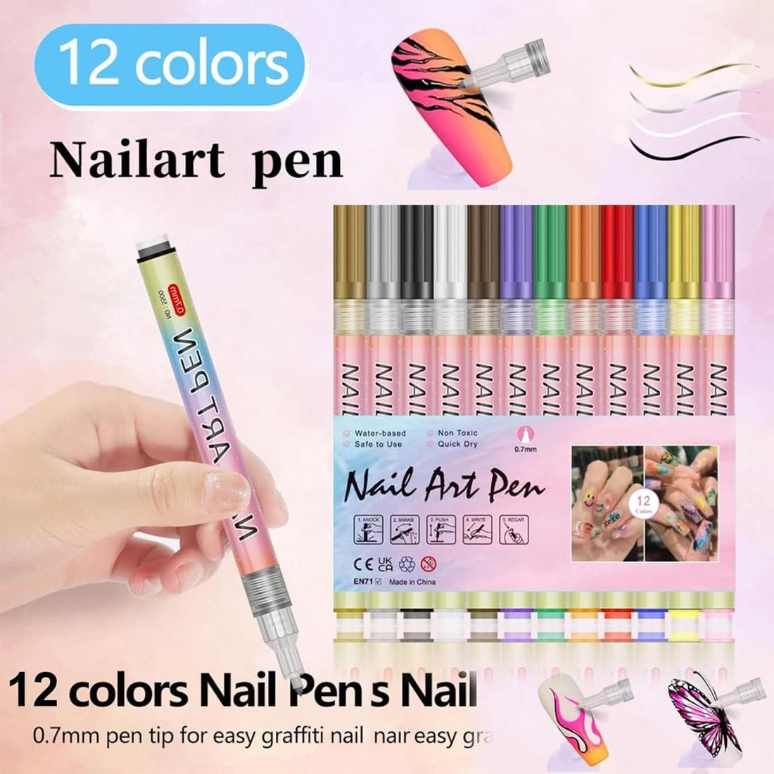 Nail Art Marker Pens | 12 Color Set