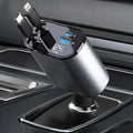 4 in 1 Retractable Car Charger - Super Fast Charging Dual USB Ports, Compatible with iPhone, iPad, Pixel, Tablets, Android Phones
