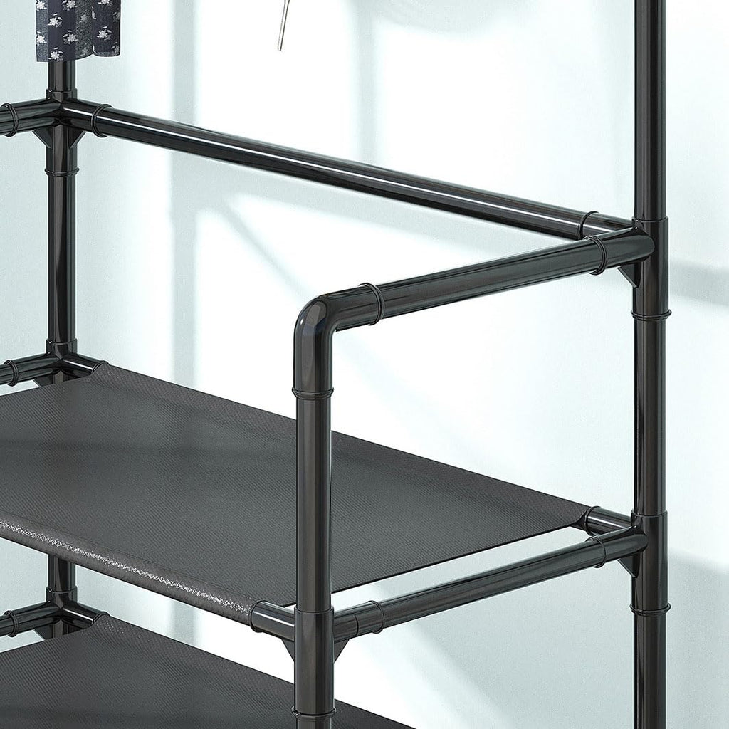 5-Tier Multifunctional Clothes & Shoe Organizer Rack with Hooks