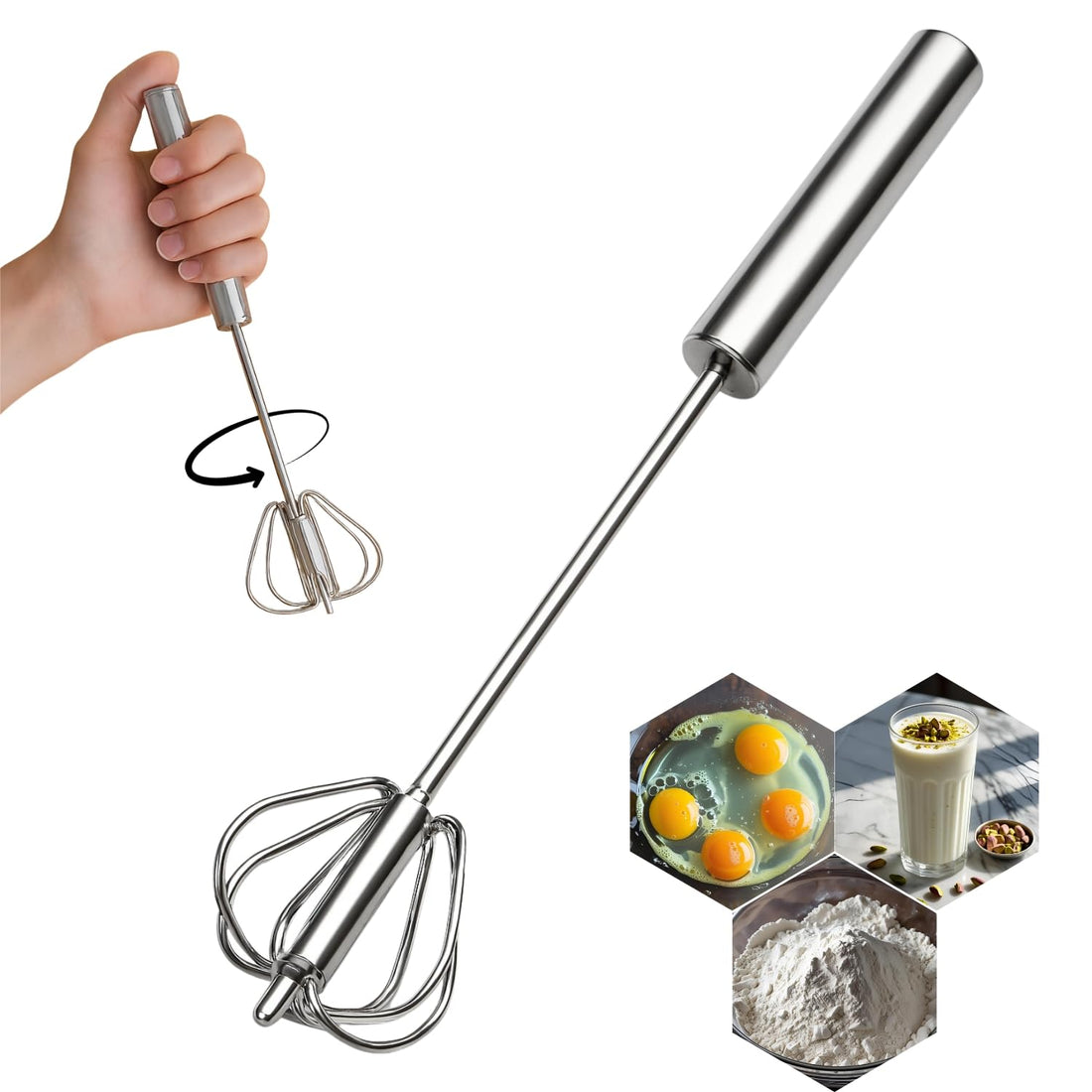 Stainless Steel Semi-Automatic Hand Beater
