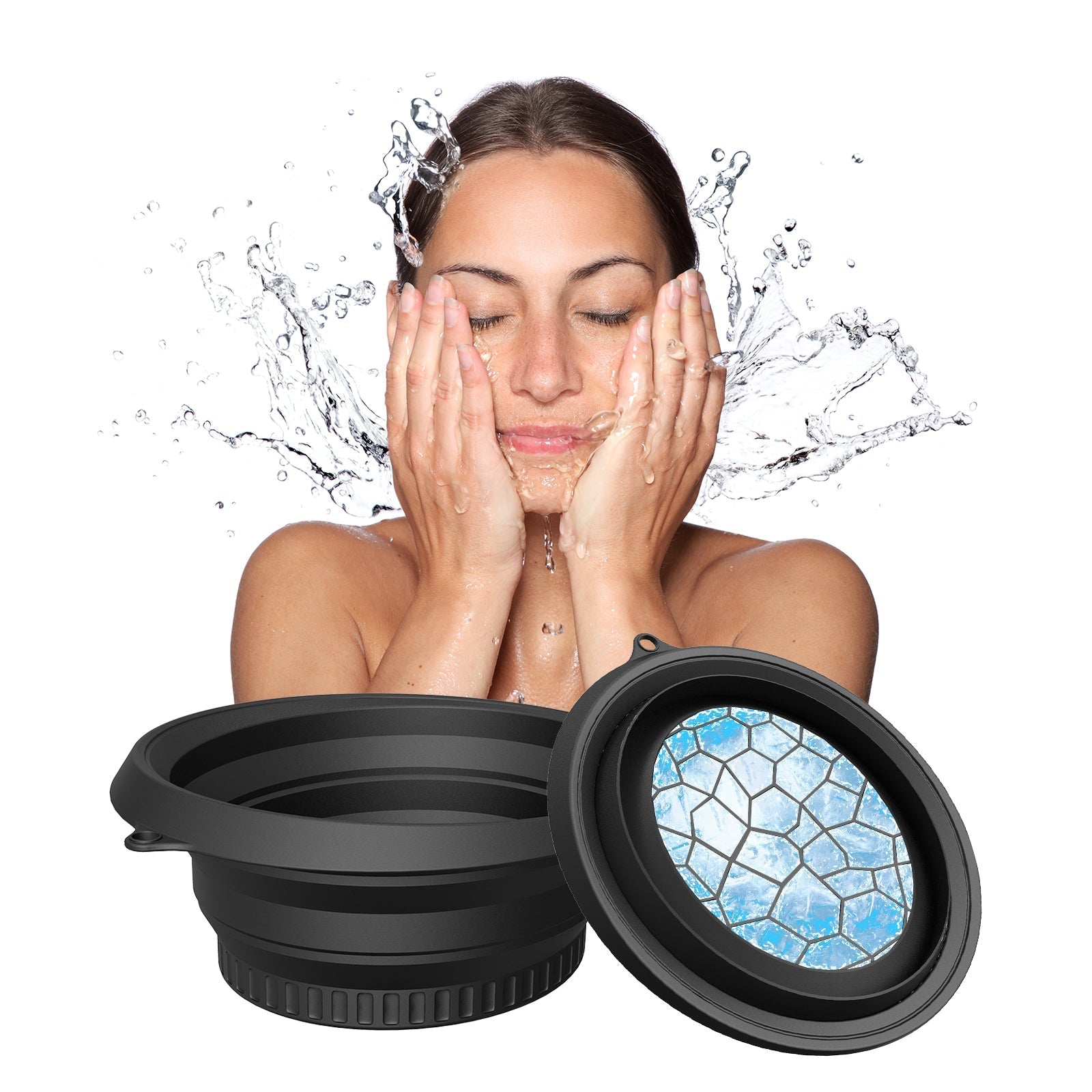 Collapsible Ice Facial Bowl – Portable Silicone Basin for Cold Therapy, Skin Tightening & Refreshing Face Wash