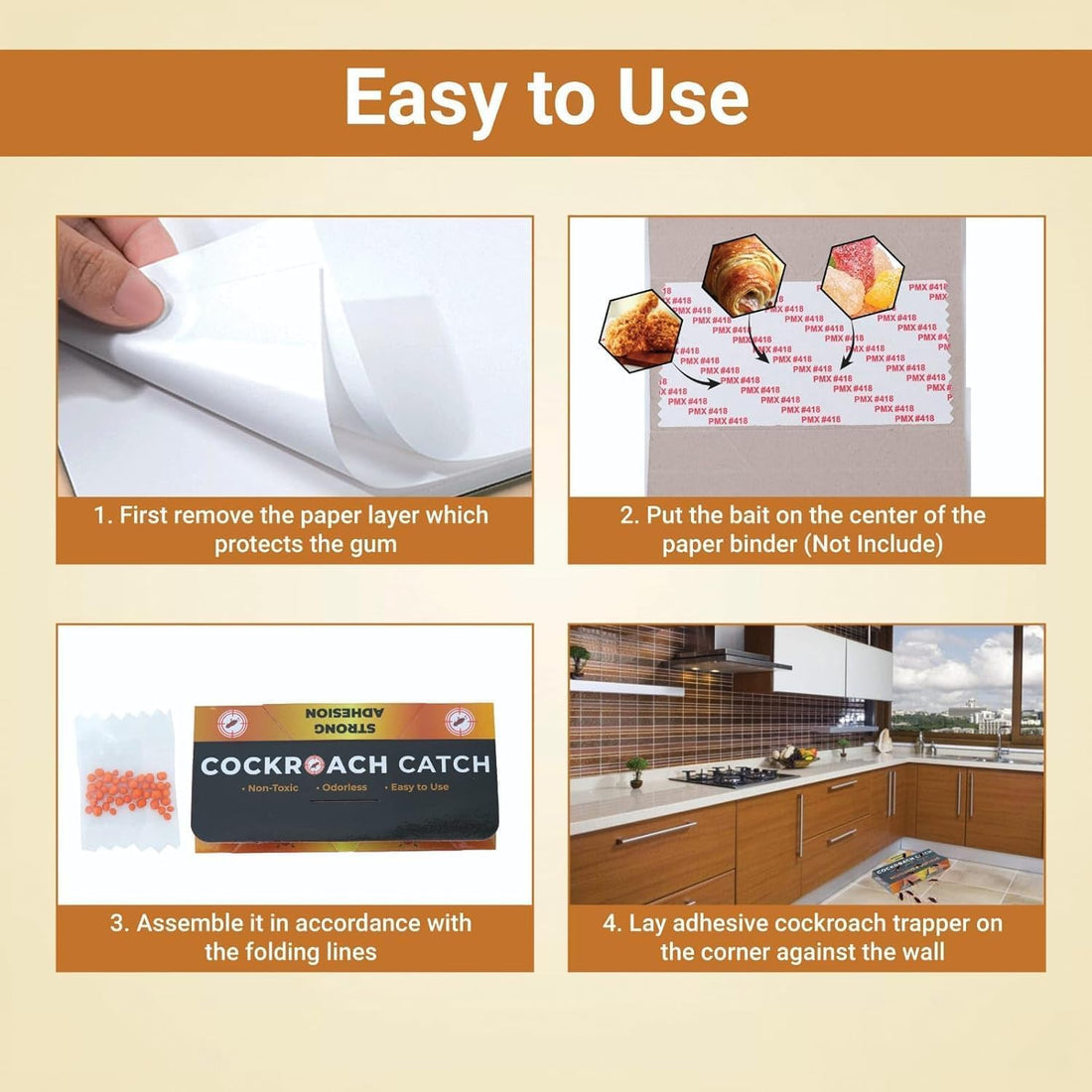 Cockroach Catcher Sticky Glue Traps – Strong Adhesive (Pack of 10)