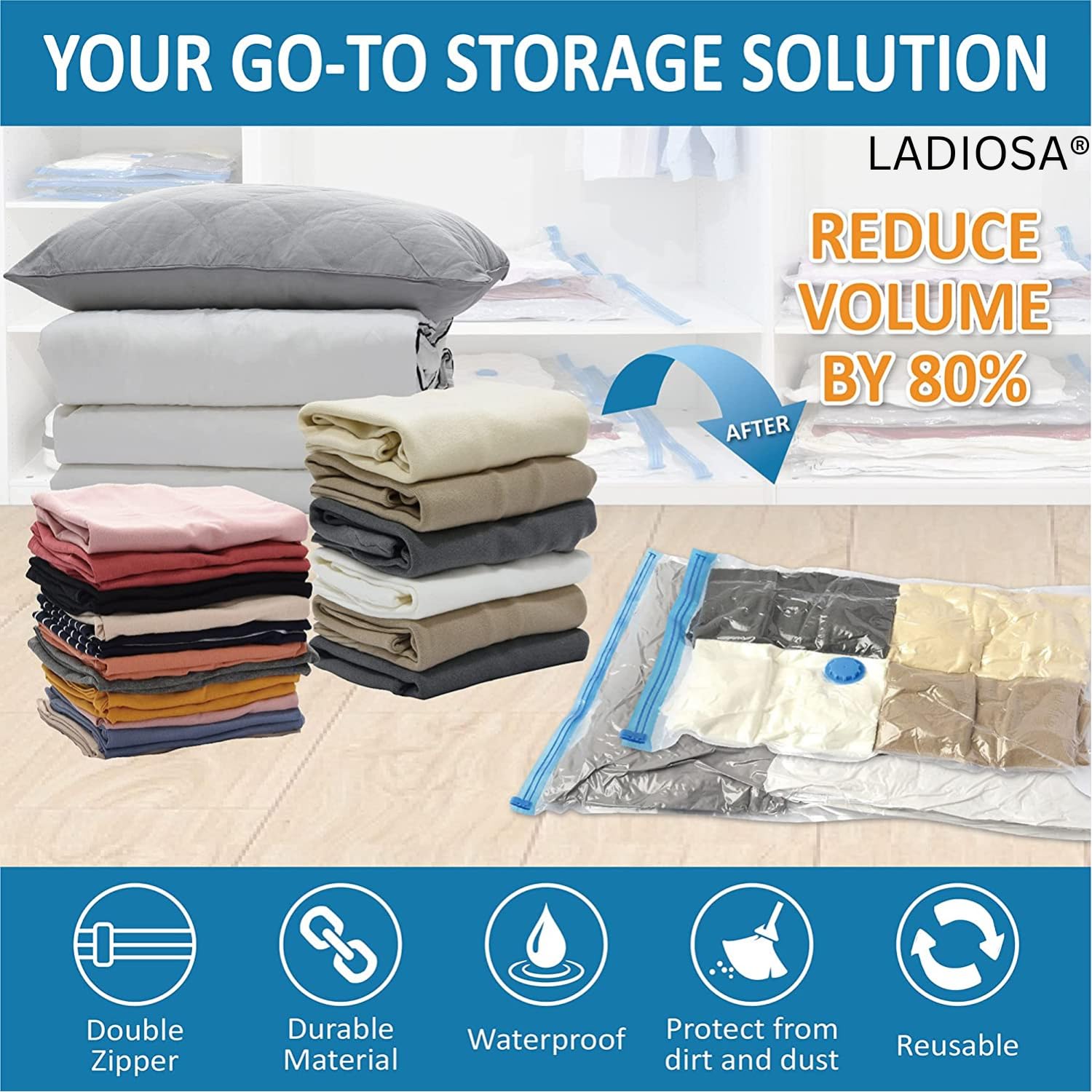 Vaccum Storage Bags (PUMP With PACK OF 5 Bag )