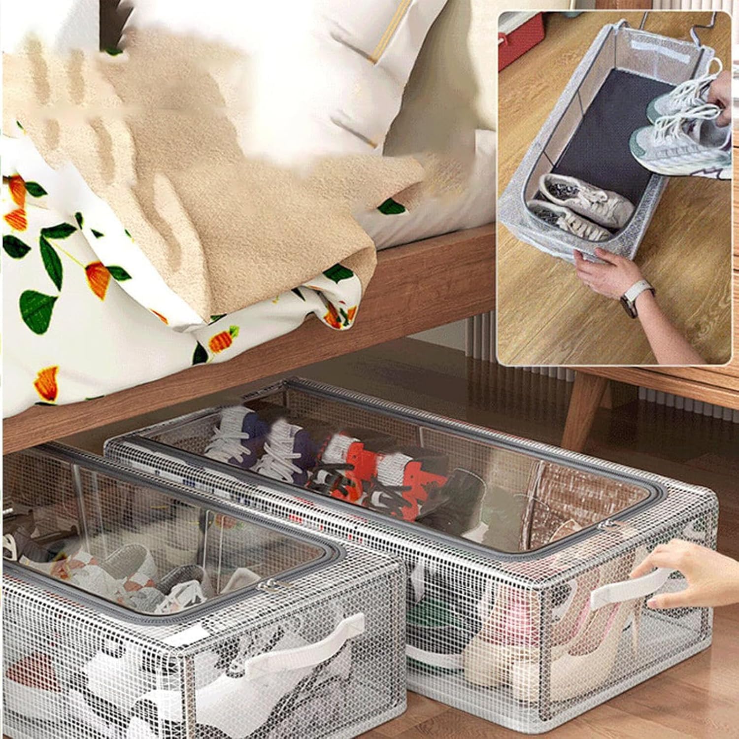 Foldable Mesh Shoe Organizer Box (Buy 1 Get 1 Free) (Extra Large Size)