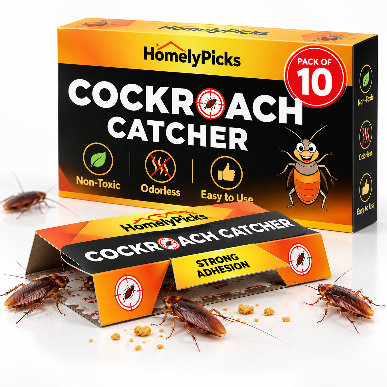 Cockroach Catcher Sticky Glue Traps – Strong Adhesive (Pack of 10)