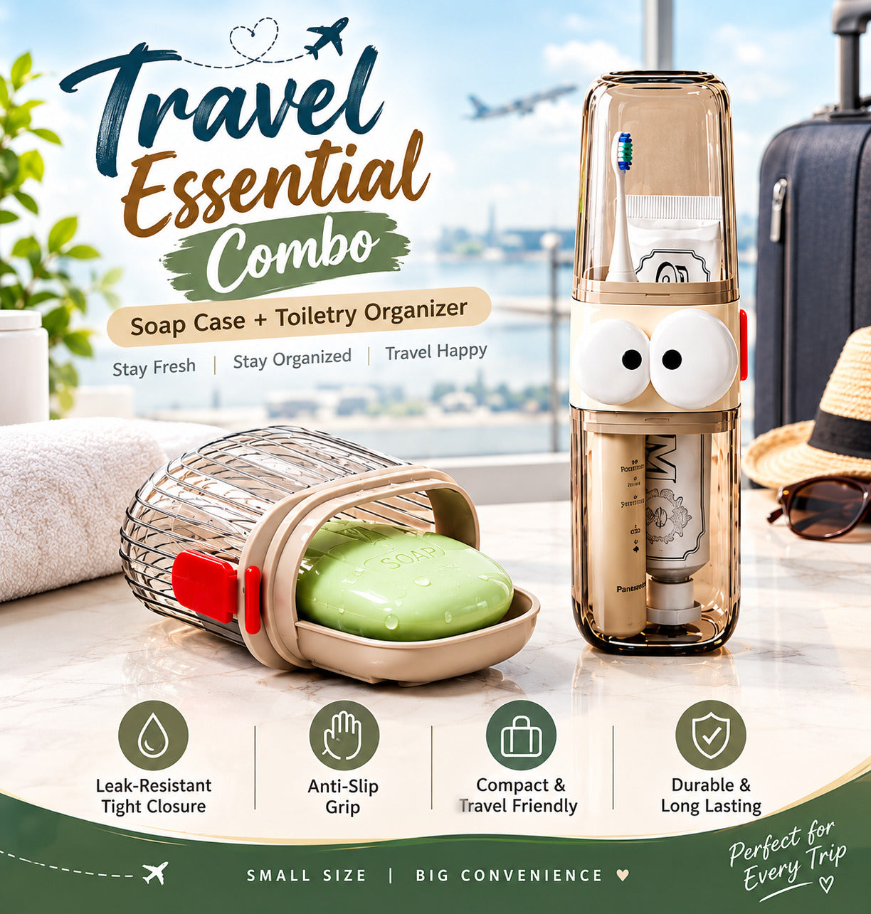 HomelyPicks Portable Toothbrush & Toothpaste Storage Case – Travel Hygiene Organizer