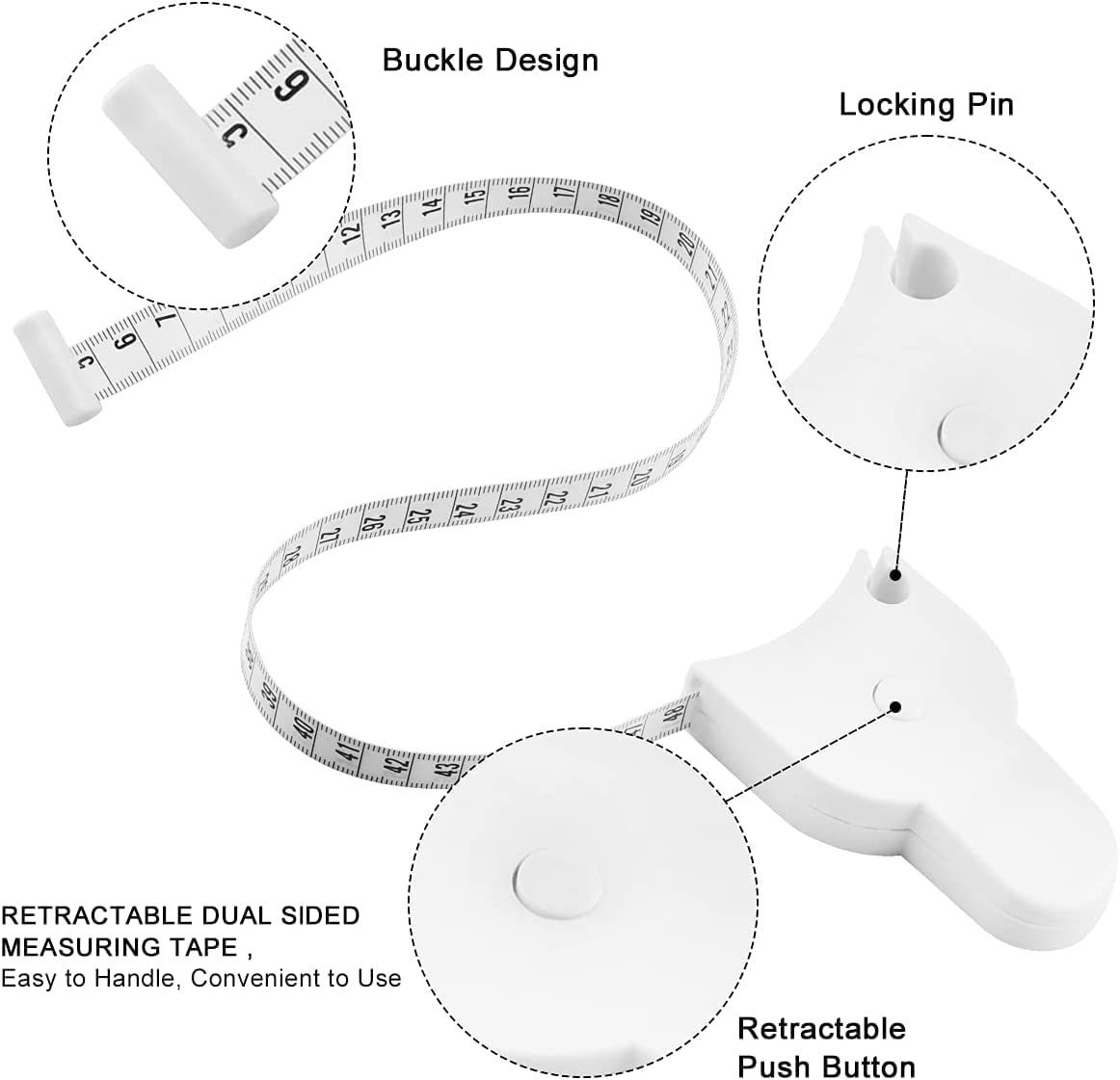Automatic Retractable Body Measuring Tape with Lock Button