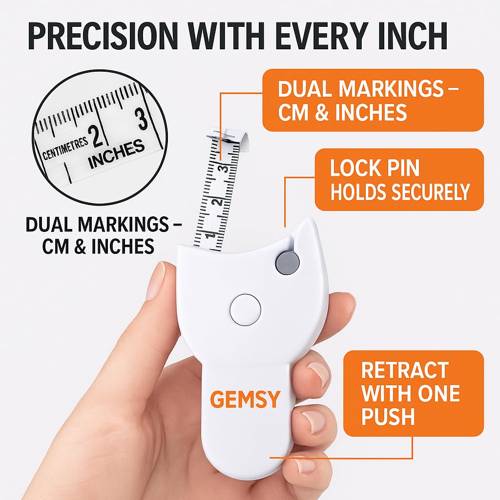 Automatic Retractable Body Measuring Tape with Lock Button