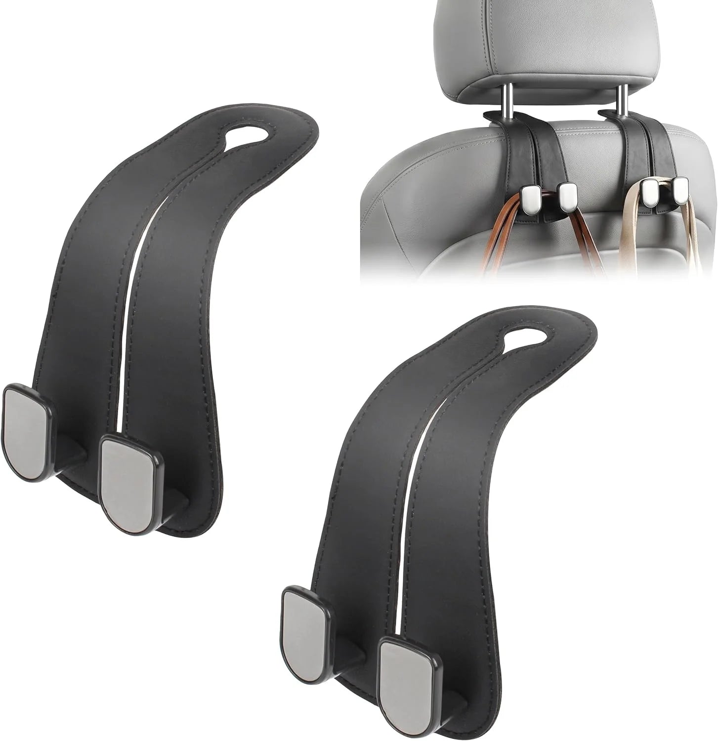 HOLDEX Backseat Organizer Hanger | Vegan Leather Hooks