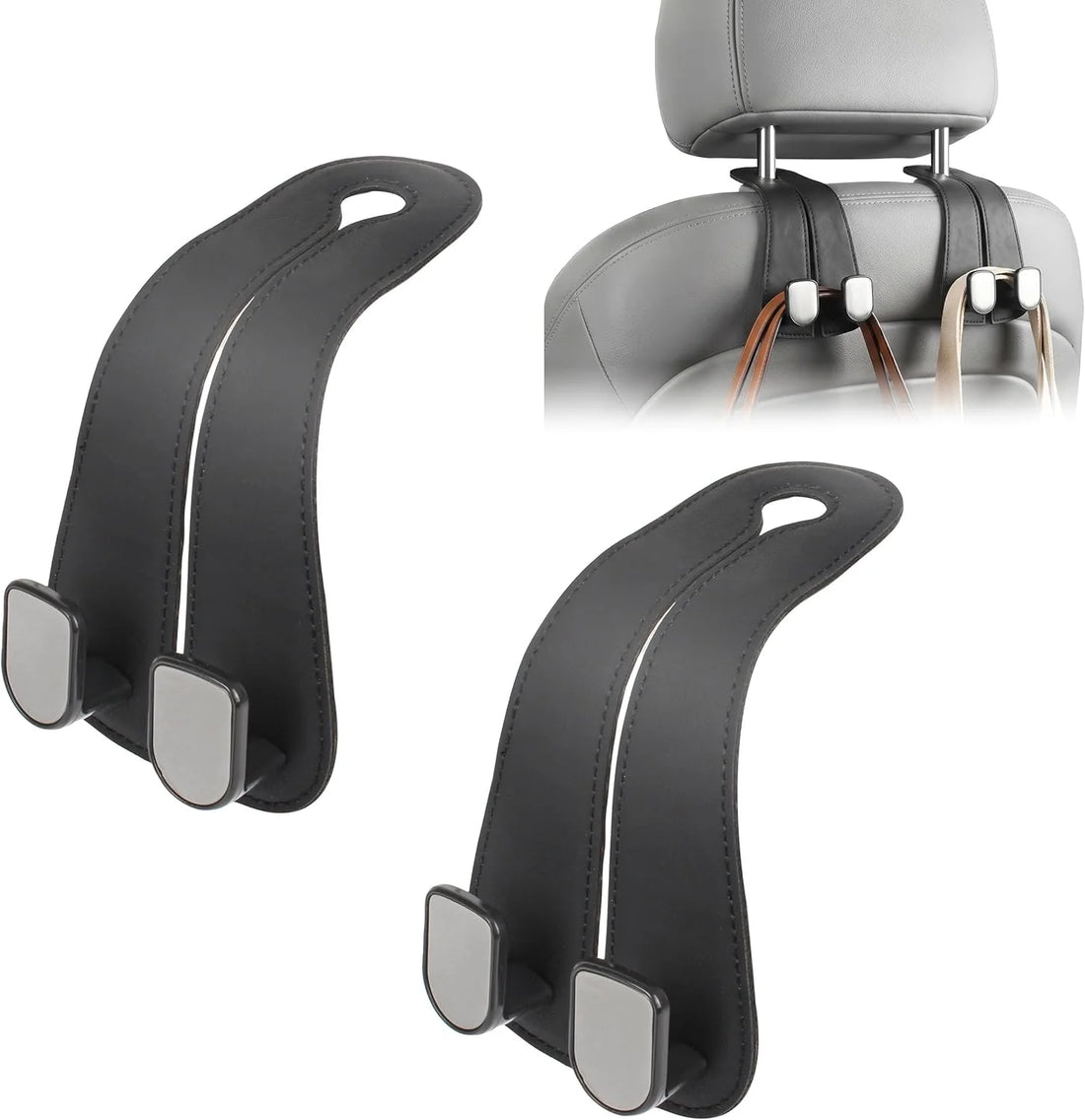 HOLDEX Backseat Organizer Hanger | Vegan Leather Hooks