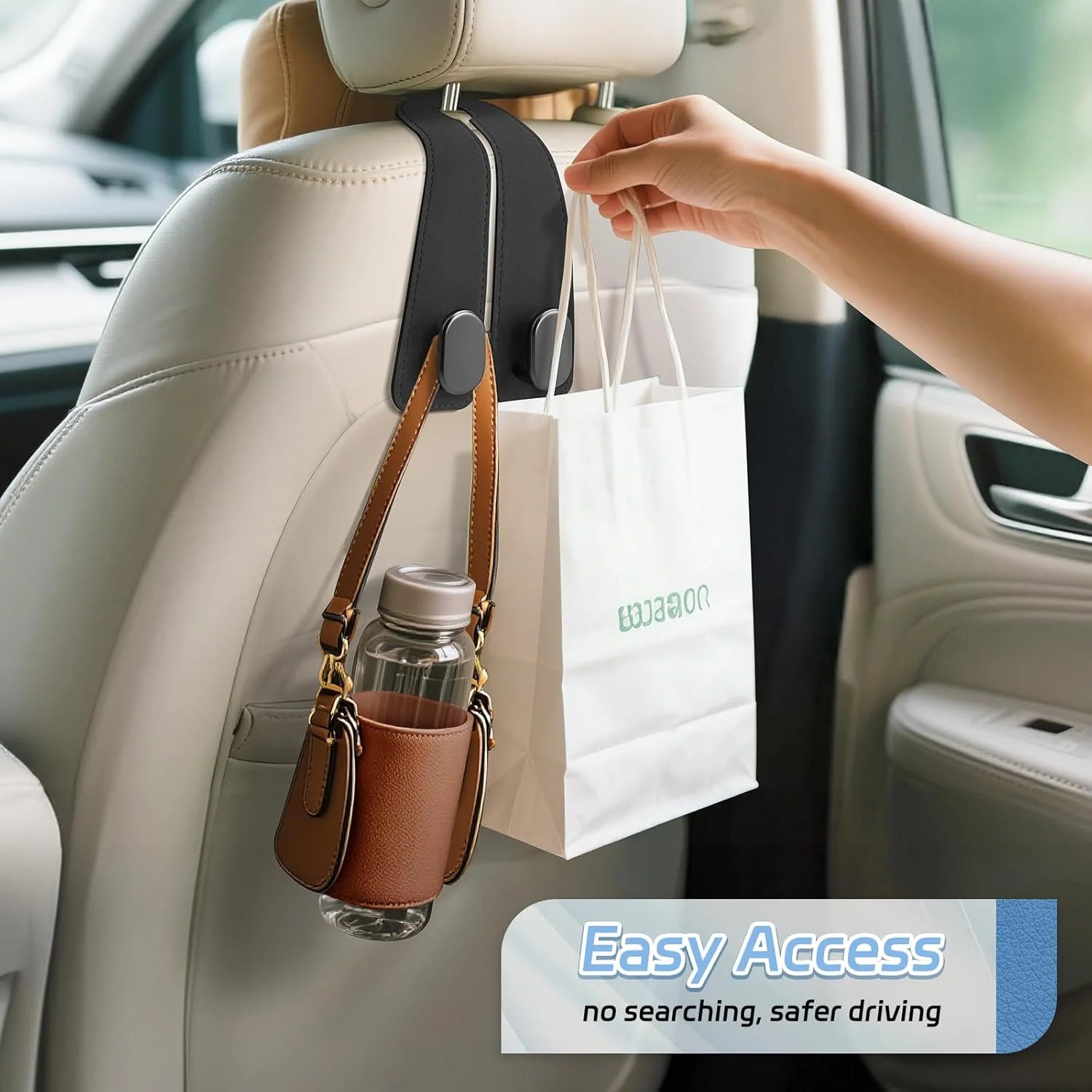 HOLDEX Backseat Organizer Hanger | Vegan Leather Hooks