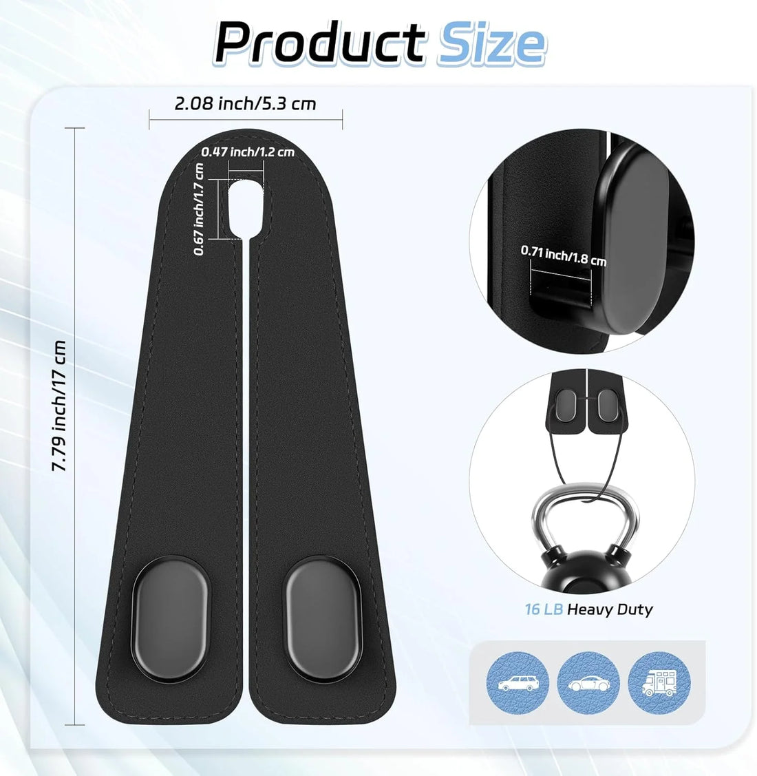 HOLDEX Backseat Organizer Hanger | Vegan Leather Hooks