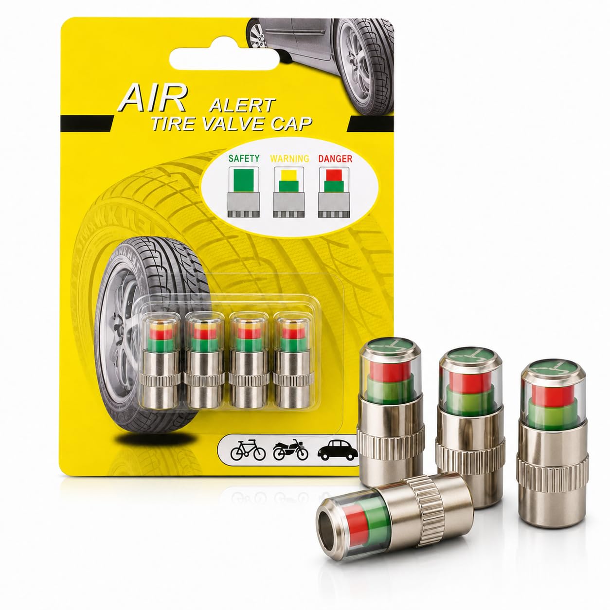 PressureGuard™ - Air Valve Caps | Color Indicator | Universal Fit