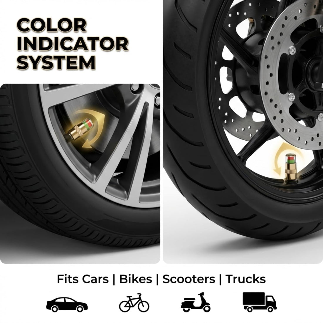 PressureGuard™ - Air Valve Caps | Color Indicator | Universal Fit