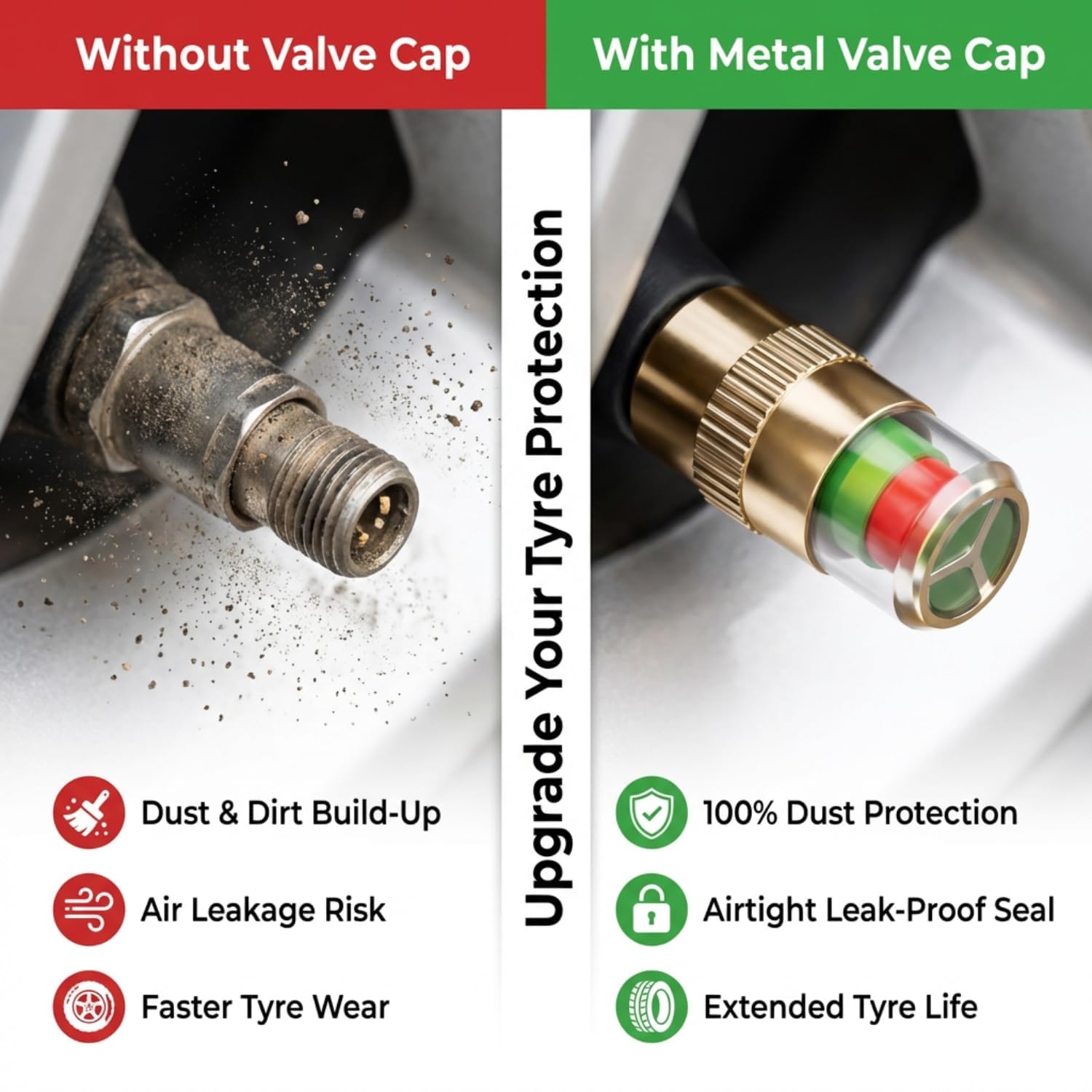 PressureGuard™ - Air Valve Caps | Color Indicator | Universal Fit
