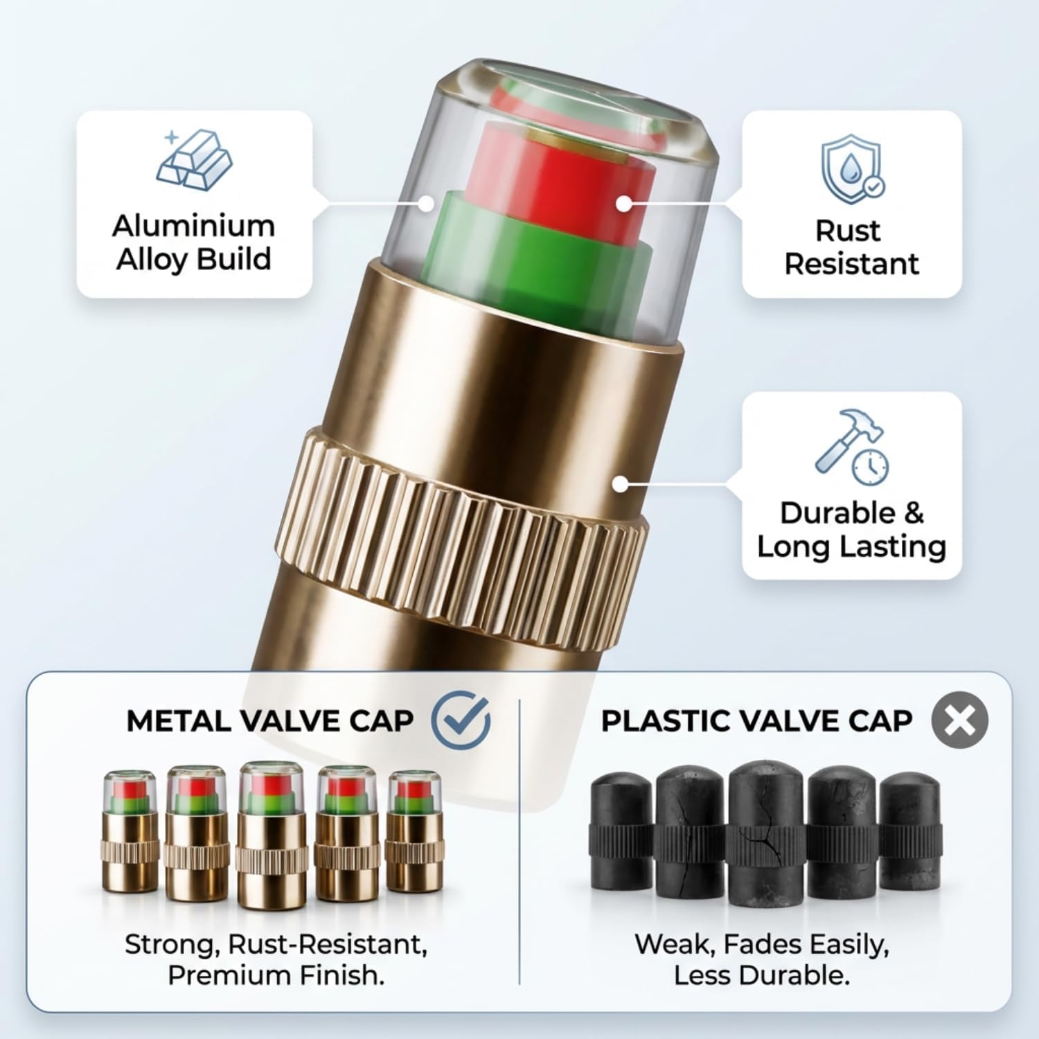 PressureGuard™ - Air Valve Caps | Color Indicator | Universal Fit