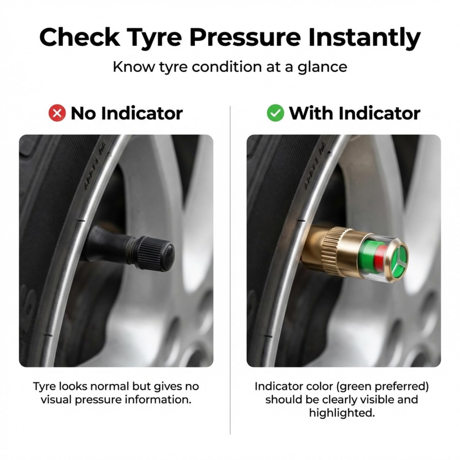 PressureGuard™ - Air Valve Caps | Color Indicator | Universal Fit