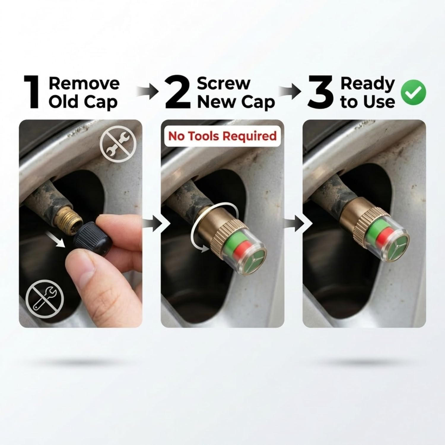 PressureGuard™ - Air Valve Caps | Color Indicator | Universal Fit