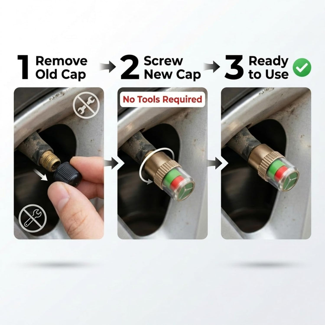 PressureGuard™ - Air Valve Caps | Color Indicator | Universal Fit