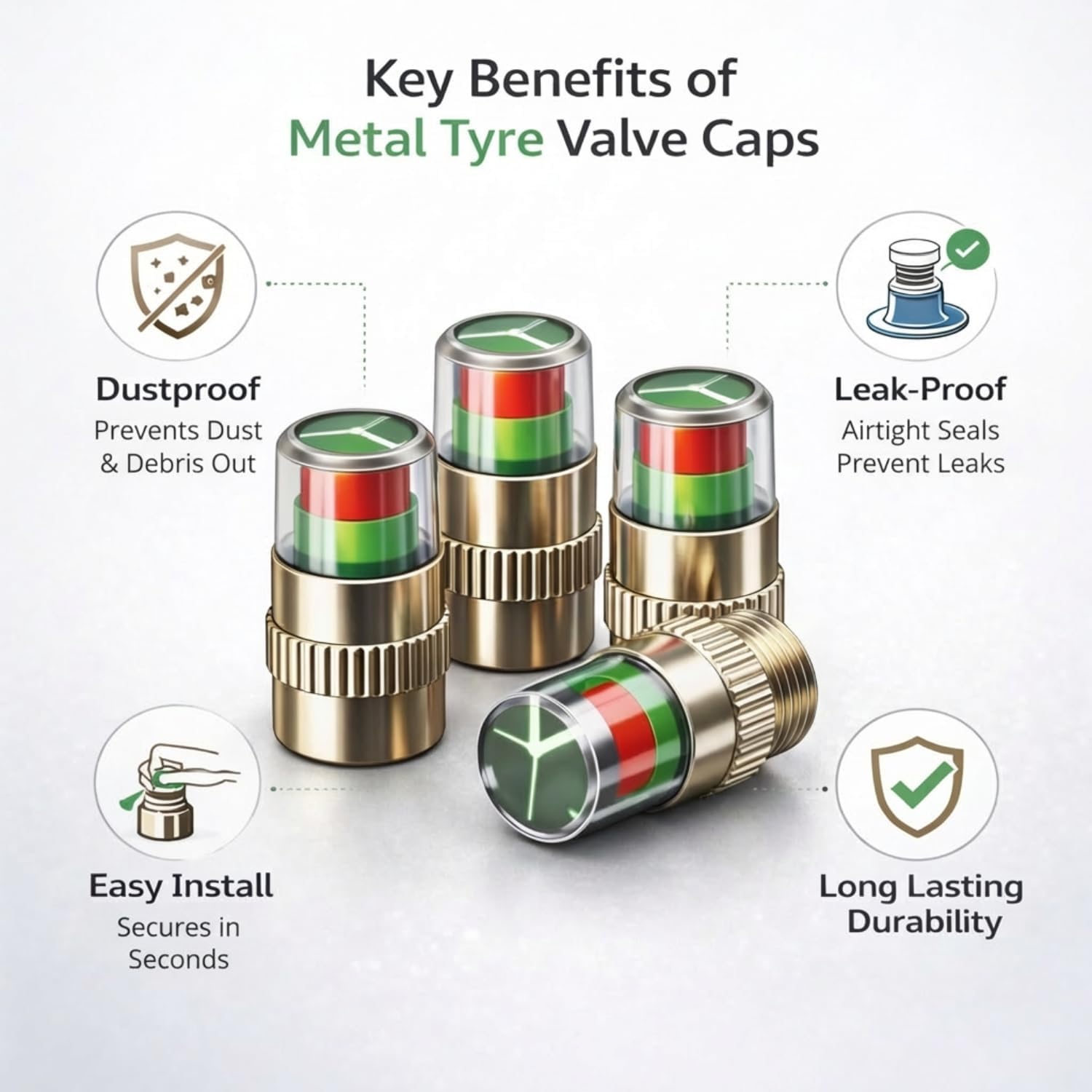 PressureGuard™ - Air Valve Caps | Color Indicator | Universal Fit