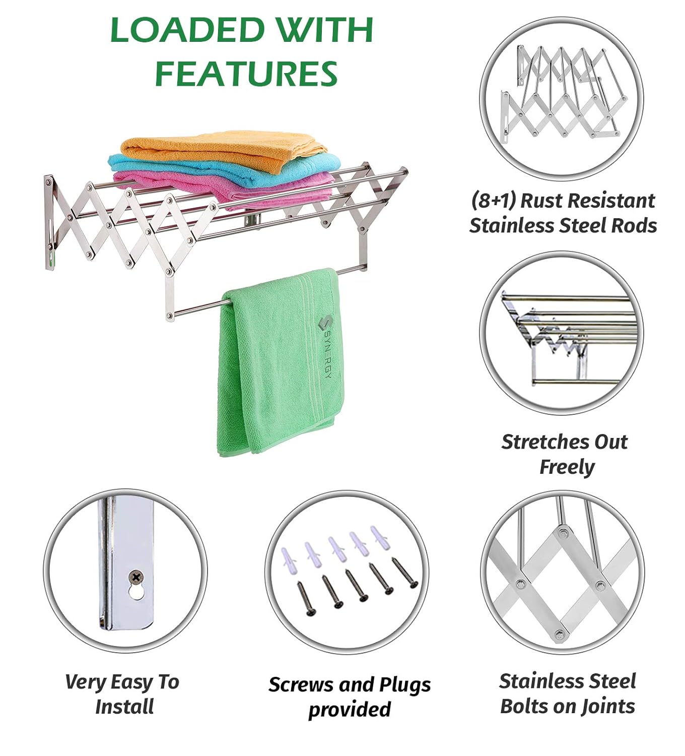 Foldable Wall Mount Cloth Dryer Racks